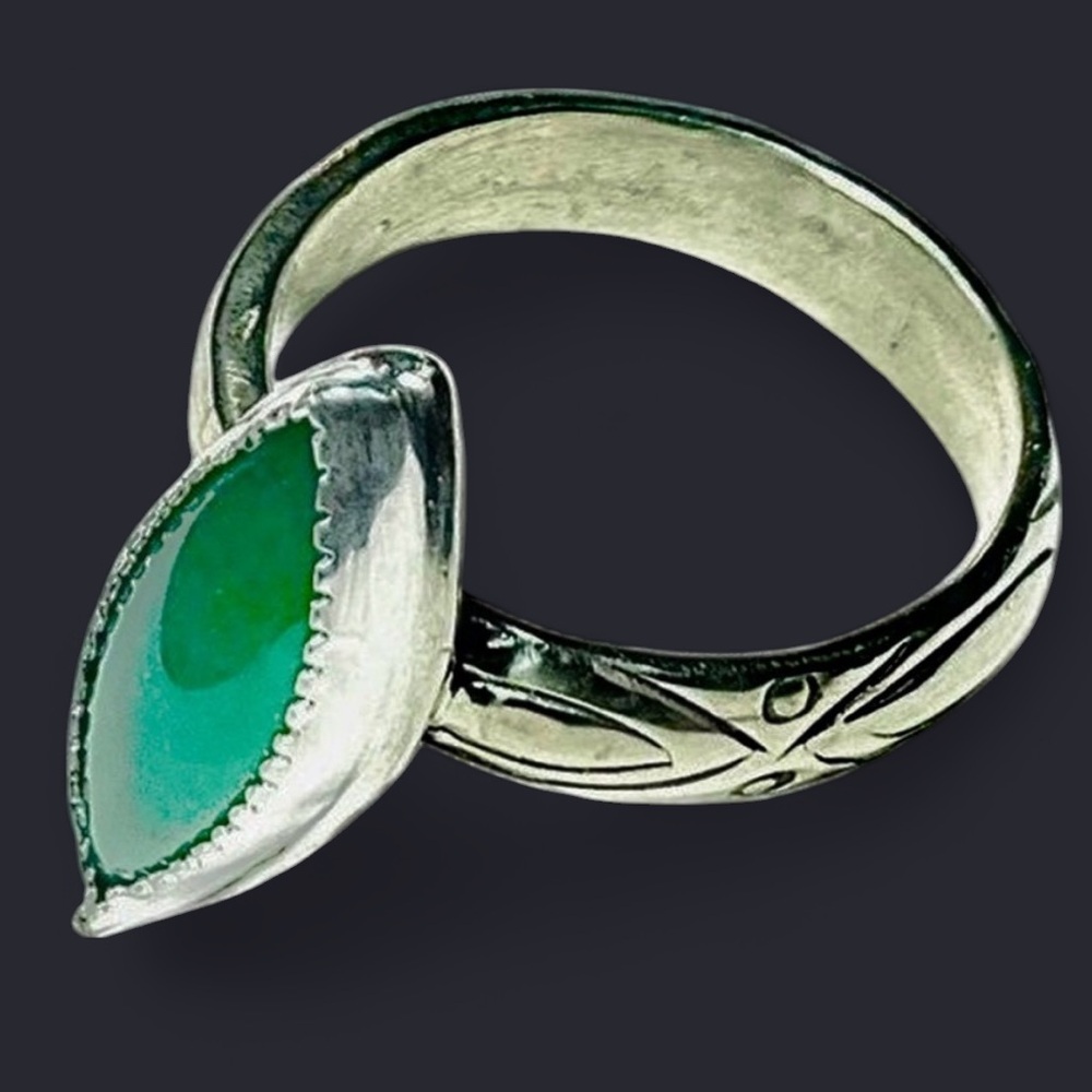 Green Chalcedony + Mixed Metal Ring